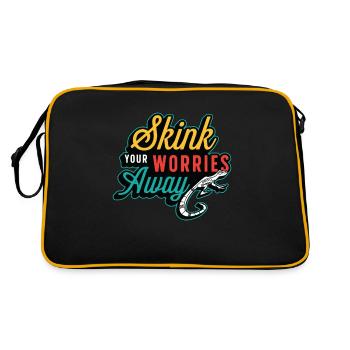 Skink Your Worries Away Exotic Animals Herpetology - Retro Tasche - Schwarz/Gold - Hinten