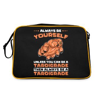 Bärtierchen Lustiger Spruch - Retro Tasche - Schwarz/Gold - Hinten