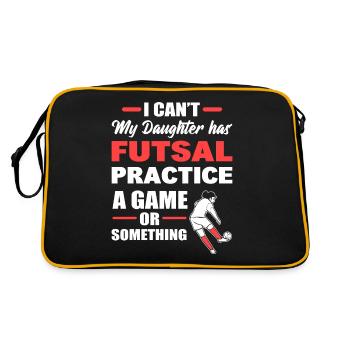 Ich kann nicht meine Tochter hat Futsal Praxis - Retro Tasche - Schwarz/Gold - Hinten