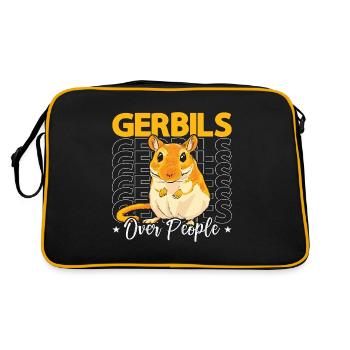 Gerbilles sur les gens Amoureux de la souris Rongeurs Animaux - Sac Retro - noir/or - Dos