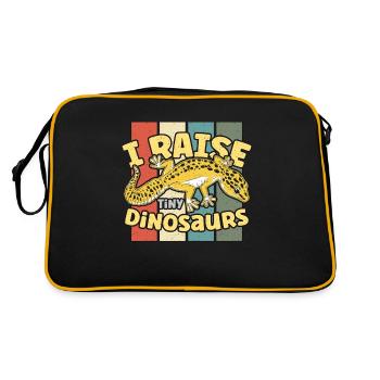 Leopard Gecko I Raise Tiny Dinosaurs Retro Reptile - Retro Tasche - Schwarz/Gold - Hinten