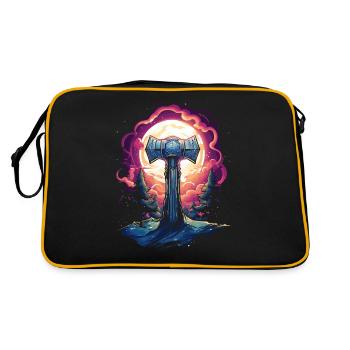 Mjölnir Kosmischer Hammer: Mythos im Sternenlicht - Retro Tasche - Schwarz/Gold - Hinten