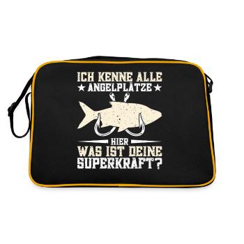 Angelrute Fischen Angeln Angelköder - Retro Tasche - Schwarz/Gold - Hinten