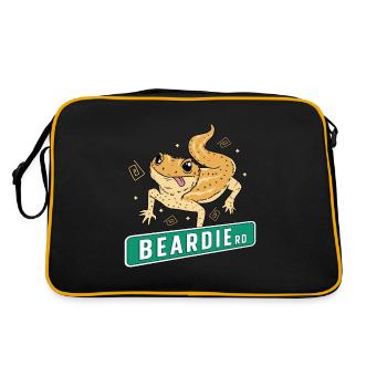 Bearded Dragon Beardie Reptile Owner Lizard Lover - Sac Retro - noir/or - Dos