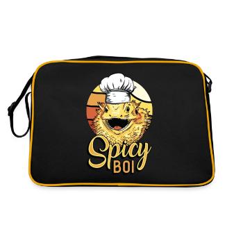 Bearded Dragon Spicy Boi Herpetologist Dragon Head - Retro Bag - black/gold - Back