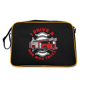 Chief Firefighter I Drive A Wee Woo Truck Fireman - Retro Tasche - Schwarz/Gold - Hinten