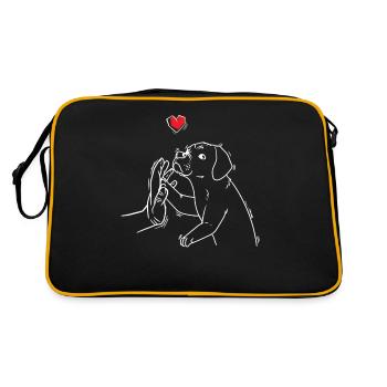 Puggle dog with hand - Retro Bag - black/gold - Back