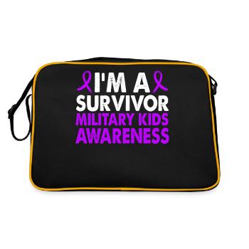 Survivor Military Kids Awareness Month Lila Band - Retro Tasche - Schwarz/Gold - Hinten
