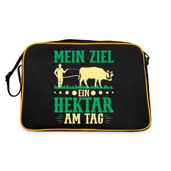 Traktorfahrer Hühnerbauer Landwirte - Retro Tasche - Schwarz/Gold - Hinten
