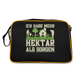Landwirt Hektar Traktorfahrer Kuhbauer Acker - Retro Tasche - Schwarz/Gold - Hinten