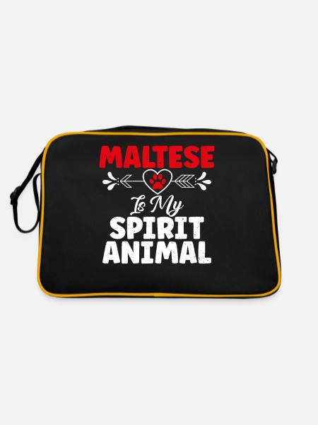 Maltese Owner Gifts - Retro Bag - black/gold - Back