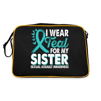 Tragen Sie Teal Für Den Monat Zur Aufklärung Über - Retro Tasche - Schwarz/Gold - Hinten