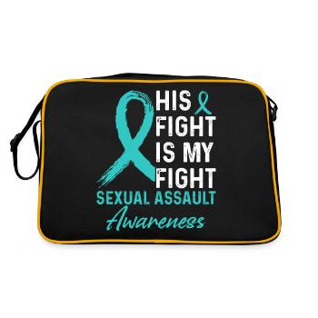His fight against sexual assault - Retro Bag - black/gold - Back