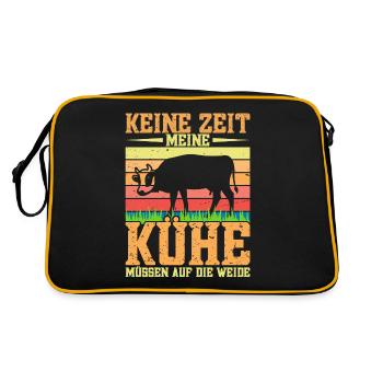 Kuhbauer Kühe melken Landwirt Bauer Traktor Acker - Retro Tasche - Schwarz/Gold - Hinten