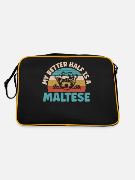 Maltese Owner Gifts - Retro Bag - black/gold - Back