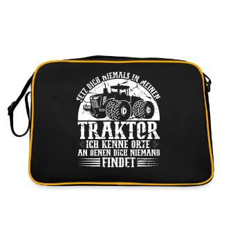 Landmaschine Traktorfahrer Landwirt - Retro Tasche - Schwarz/Gold - Hinten