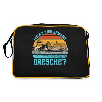 Mähdrescher Hühnerbauer Landmaschinen Landwirt - Retro Tasche - Schwarz/Gold - Hinten