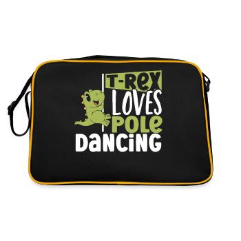 T-Rex liebt Pole Dancing Tyrannosaurus Dinosaurier - Retro Tasche - Schwarz/Gold - Hinten