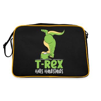 T-Rex hasst Handstände Tyrannosaurus Dinosaurier - Retro Tasche - Schwarz/Gold - Hinten