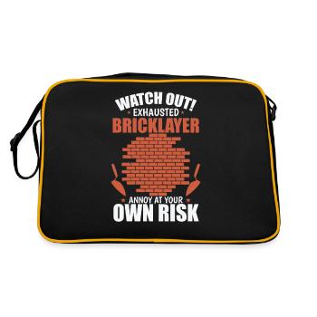 Watch out Exhausted Bricklayer Craftsman - Retro Bag - black/gold - Back