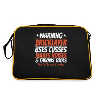 Warning Bricklayer uses Cusses makes Noise - Retro Bag - black/gold - Back
