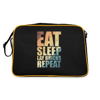 Eat Sleep Lay Bricks Repeat Craftsman Profession - Retro Bag - black/gold - Back