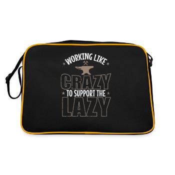 Working like Crazy to support the Lazy Metall - Retro Bag - black/gold - Back