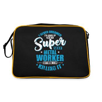 I'd Grow up to a super sexy Metal Worker - Retro Bag - black/gold - Back