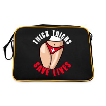 Thick Thigs Save Lives Funny Curvy Girl Gift - Retro Bag - black/gold - Back