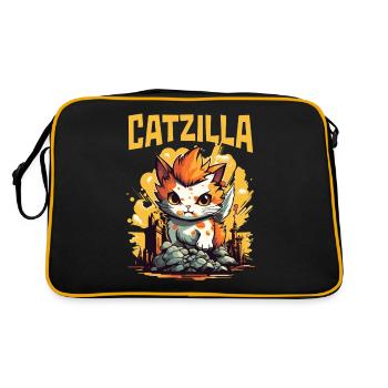 Catzilla Chat Art Japonais Parodie Film Humour - Sac Retro - noir/or - Dos