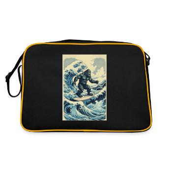 Surf Bigfoot Hokusai Art Japonais Sasquatch - Sac Retro - noir/or - Dos
