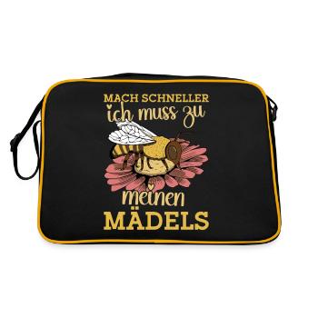 Bienenstamm Bienenstock Imker Bienenzüchter - Retro Tasche - Schwarz/Gold - Hinten