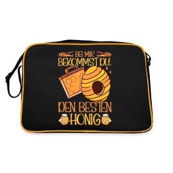 Bienenliebhaber Imkerazug Honig Bienenzüchter - Retro Tasche - Schwarz/Gold - Hinten