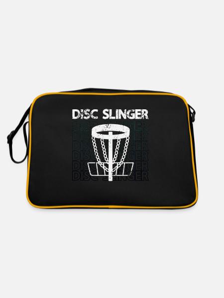 Flying Disc Slinger Frisbee Player Disc Golfing - Sac Retro - noir/or - Dos