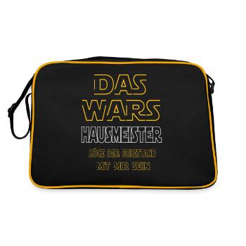 Rente Hausmeister Rente Geschenk - Retro Tasche - Schwarz/Gold - Hinten