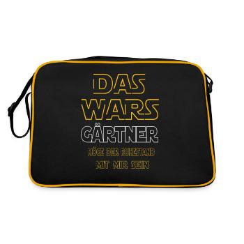Rente Gärtner Rente Geschenk - Retro Tasche - Schwarz/Gold - Hinten