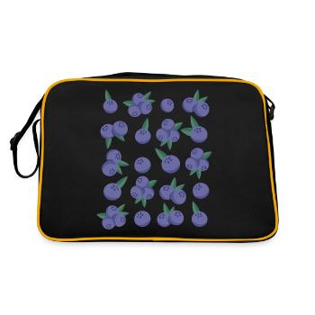 Blueberries Berries Fruit Pattern - Retro Bag - black/gold - Back