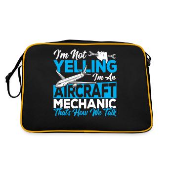 Ich schreie nicht, ich bin ein Flugzeugmechaniker - Retro Tasche - Schwarz/Gold - Hinten