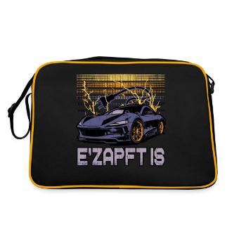 Lustiger Elektrofahrzeug-Witz E'Zapft is - Retro Tasche - Schwarz/Gold - Hinten