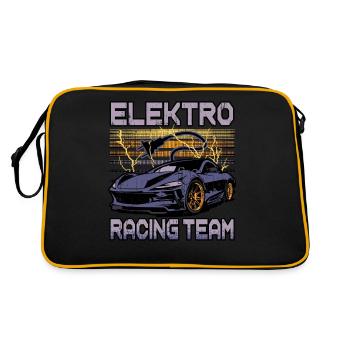Lustiger Elektrofahrzeug-Witz Elektro Racing Team - Retro Tasche - Schwarz/Gold - Hinten