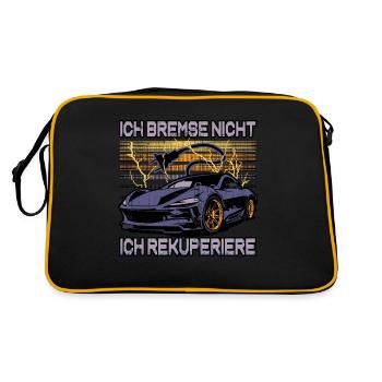 Lustiger Elektrofahrzeug-Witz Team EV E-Auto-Fan - Retro Tasche - Schwarz/Gold - Hinten