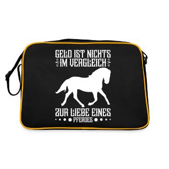 Pferdesport Reiten Reiterhof Pfederliebhaber - Retro Tasche - Schwarz/Gold - Hinten