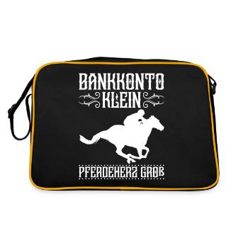Pferde Reiten Reiterhof Pferdeliebhaber - Retro Tasche - Schwarz/Gold - Hinten