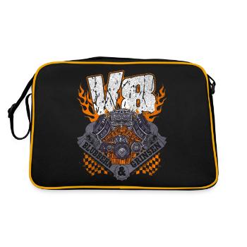 V8 Blubbern und Grinsen Achtzylinder Spruch - Retro Tasche - Schwarz/Gold - Hinten