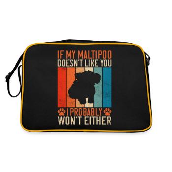 Maltipoo Gifts - Retro Tasche - Schwarz/Gold - Hinten