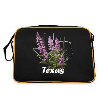 Texas flag with floral spring Texas - Retro Bag - black/gold - Back