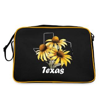 Texas flag with floral spring Texas - Retro Bag - black/gold - Back