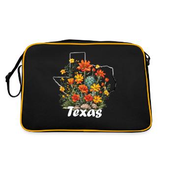 Texas flag with floral spring Texas - Retro Bag - black/gold - Back