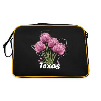 Texas flag with floral spring Texas - Retro Bag - black/gold - Back