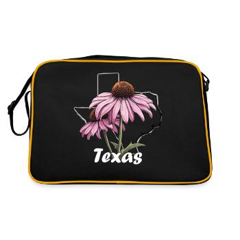 Texas flag with floral spring Texas - Retro Bag - black/gold - Back